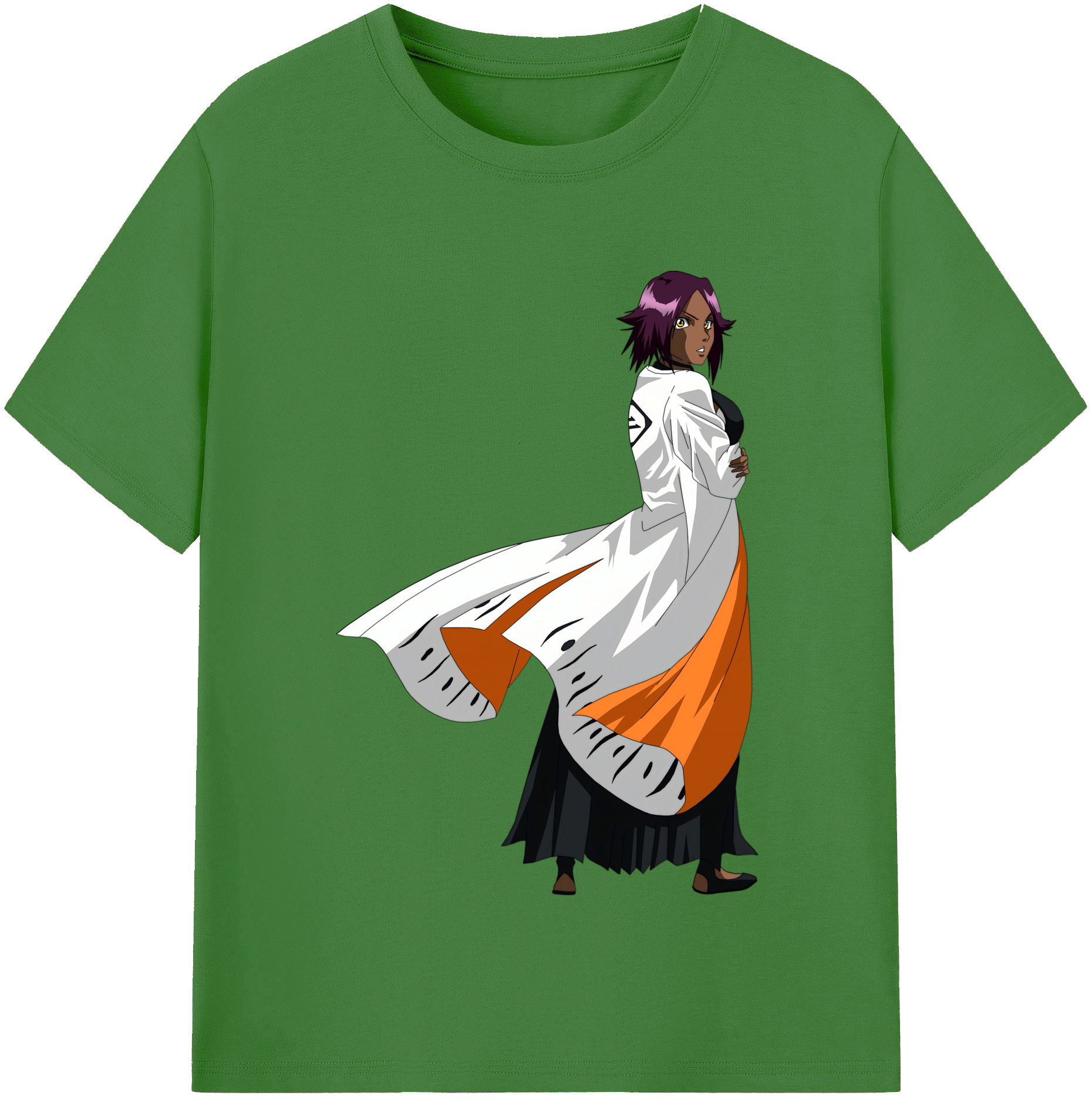 （画像用） ブリーチ 四楓院 夜一（しほういん よるいち） BLEACH Shihouin Yoruichi レディースカジュアルプリントTシャツ（綿100％）